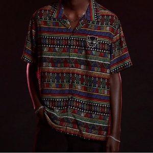 Our Universe Black Panther Wakanda Forever Geometric Woven Button Up Hot Topic